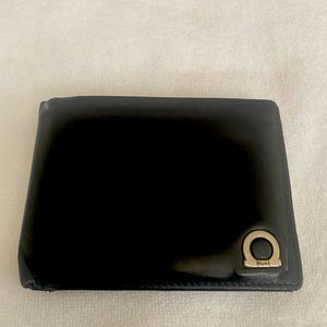 Salvatore Ferragamo Black Leather Wallet MetalLogo